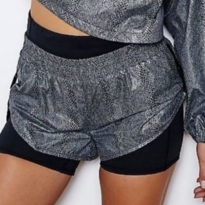 Free People Movement Black Reflective Athletic Shorts